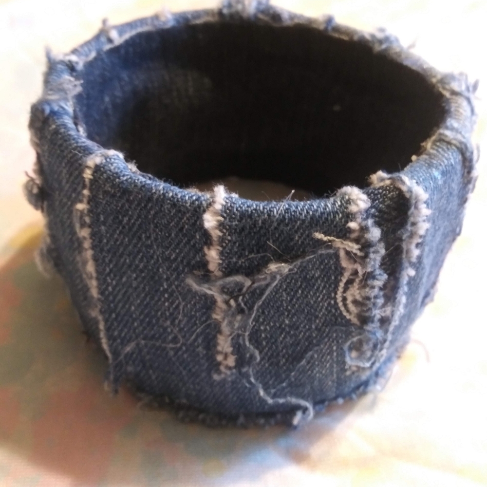 Handmade Plus size denim fringe bracelet